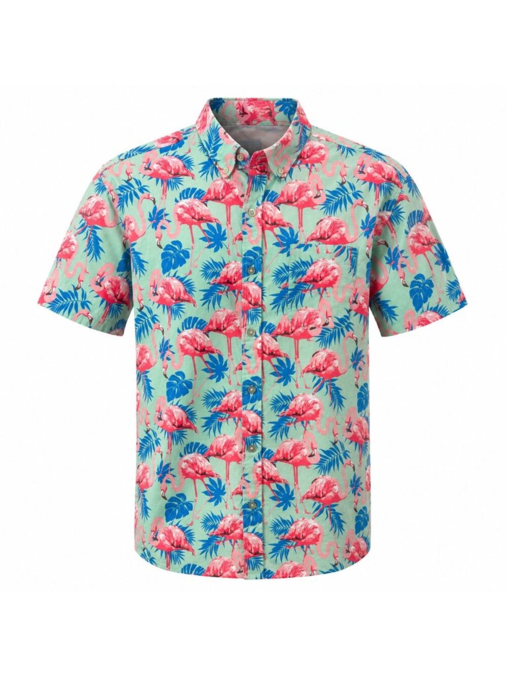 Alpha Beta Men's Large Flamingo Hawaiian Shirt Tropical Button Up Cotton Beach